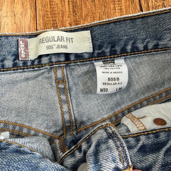 LEVIS 505 Regular Fit High Waisted Jeans Mens Womens 4891 33X30 EUC - Picture 5 of 9